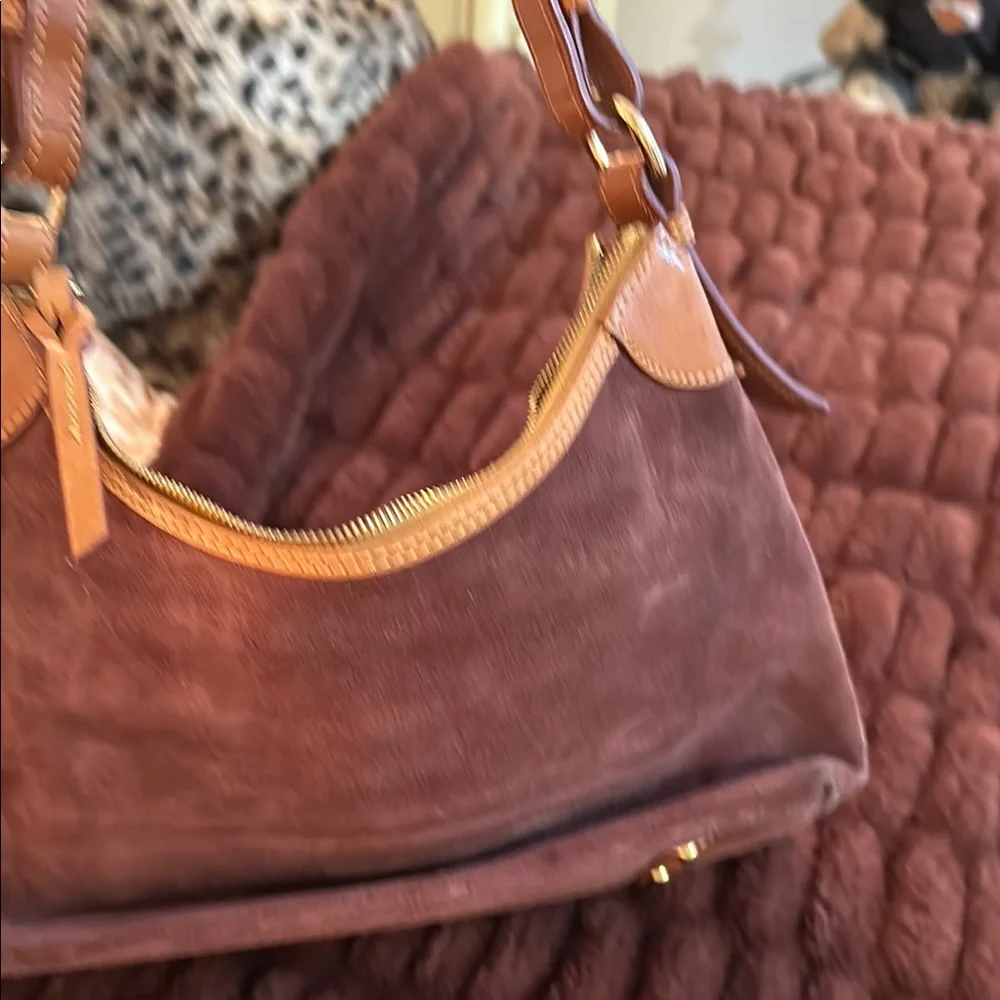 Dooney & Bourke Brown Suede Women's Bag - Picture 5 of 8